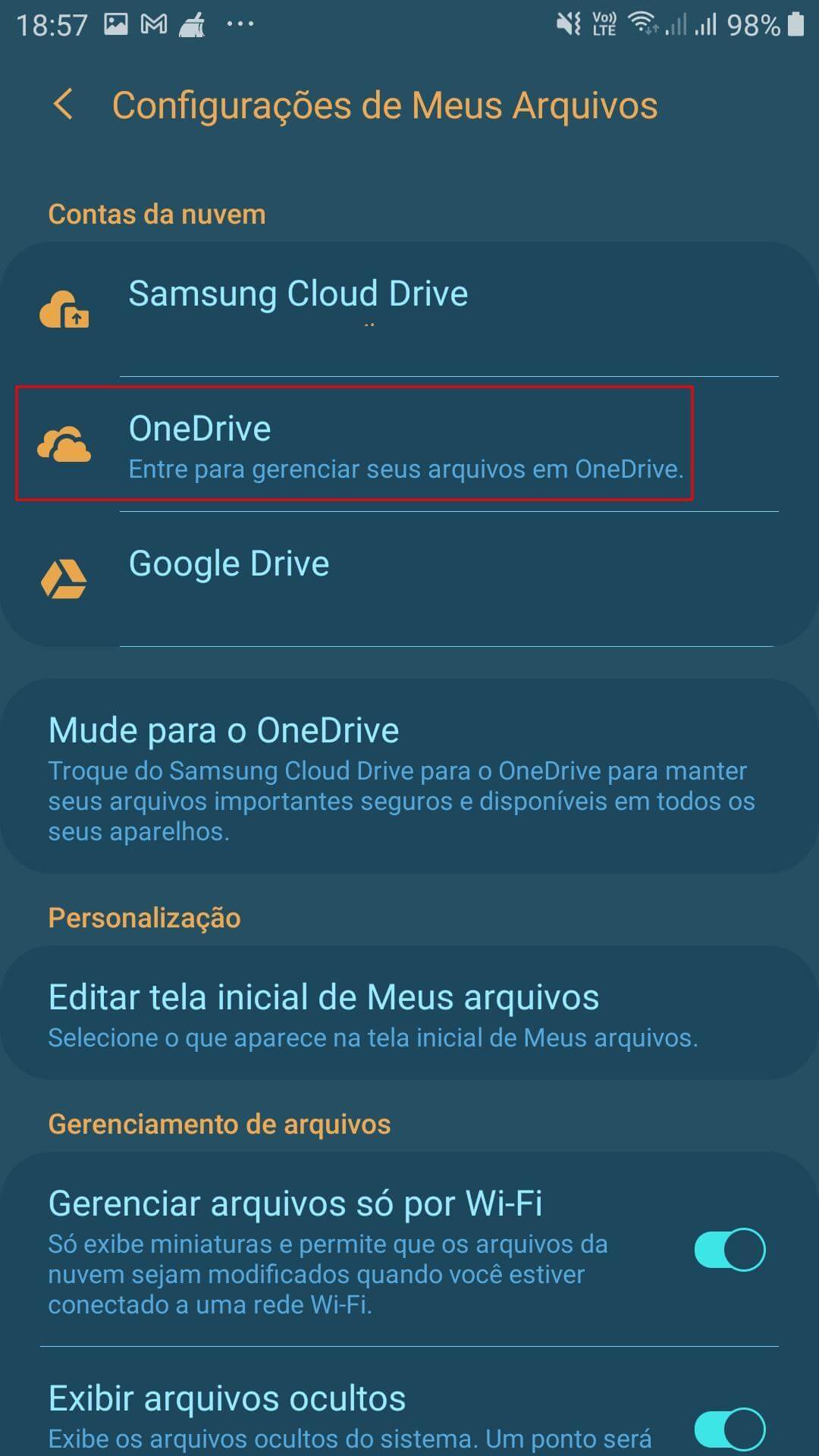 Imagem com opções para realização de sincronização. O fundo é de um tema de celular e tem a cor azul acinzentado