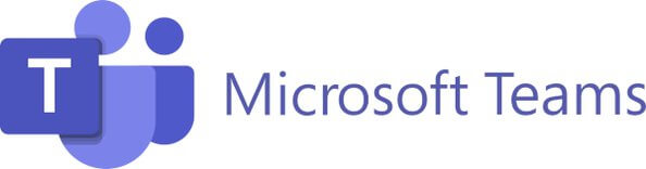 Logo do microsoft Teams. O logo possui a cor roxa e ao lado esquerdo do nome a um desenho de dois avatares com um quadrado a frente e com a letra T ao centro do quadrado