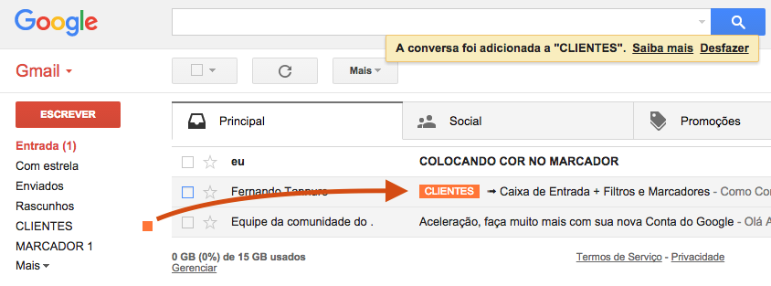 Marcador do Gmail