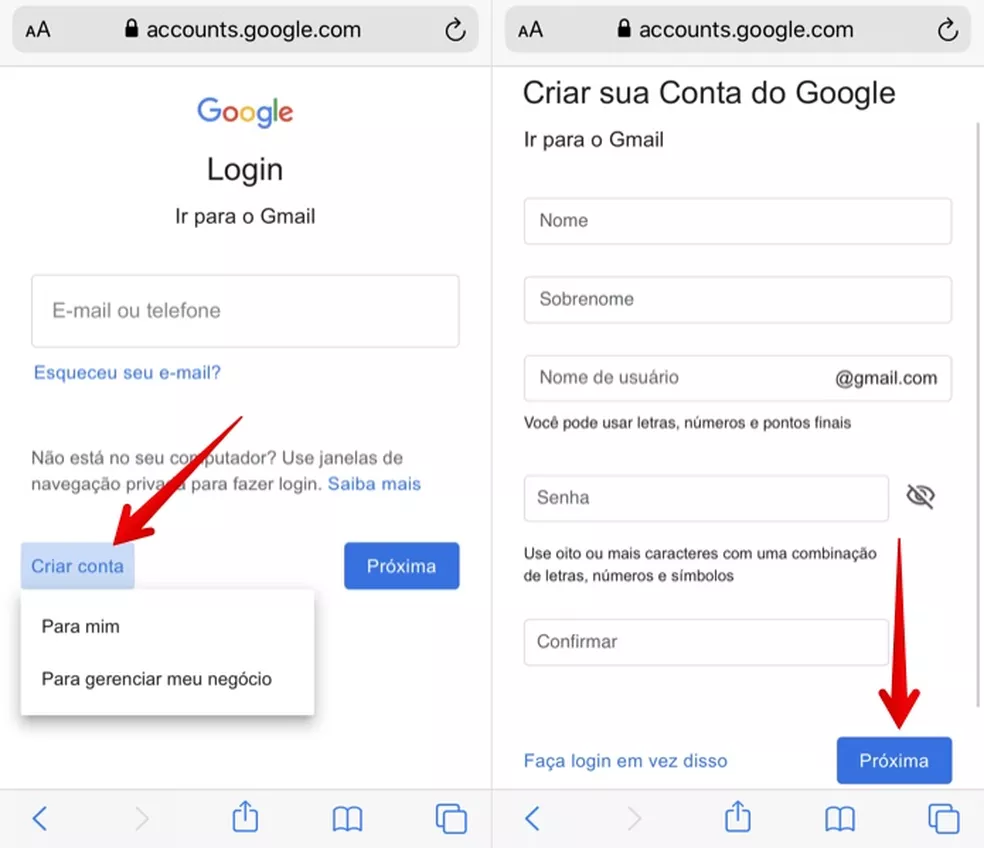 Como criar uma conta no gmail?