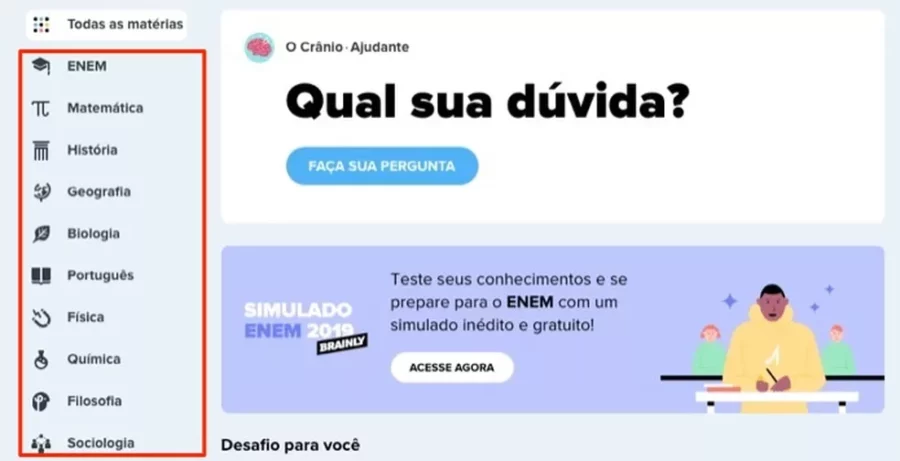Imagem do site do Brainly